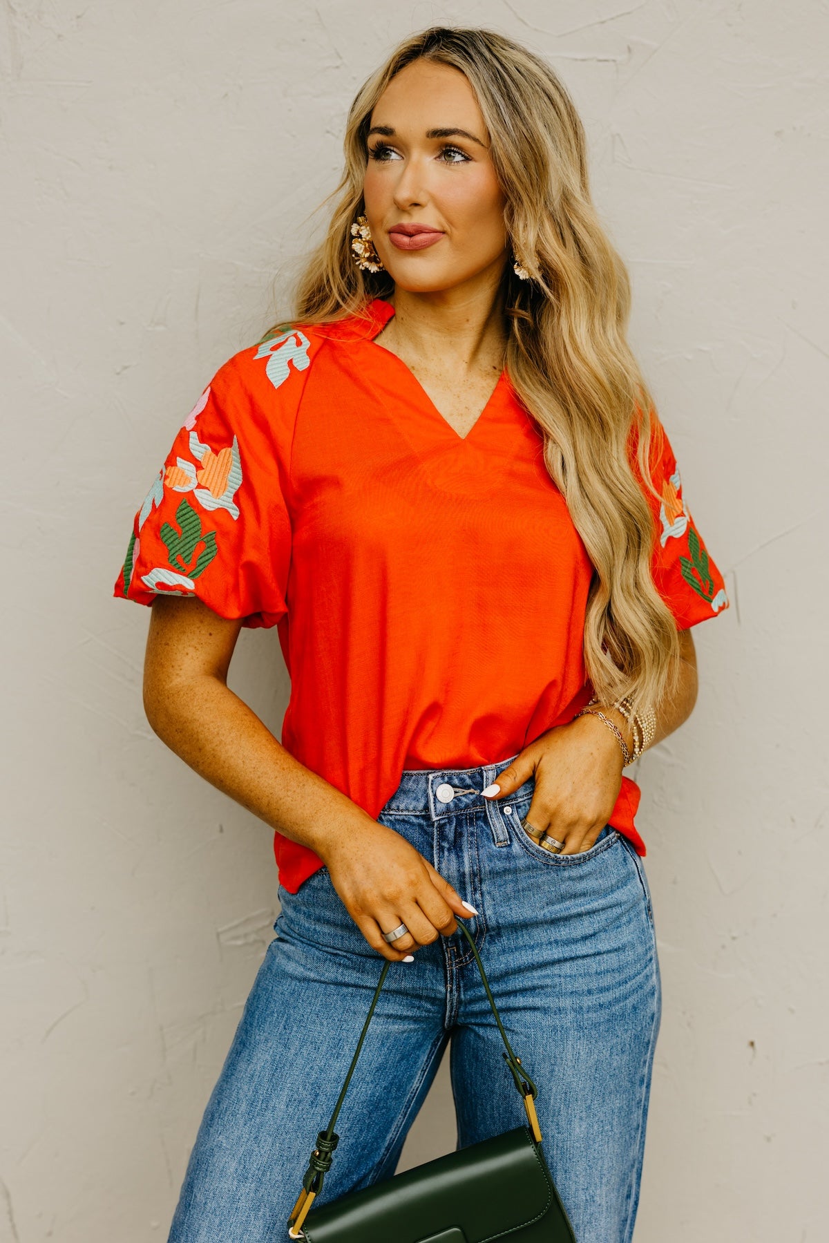 The Elian Embroidered Puff Sleeve Top