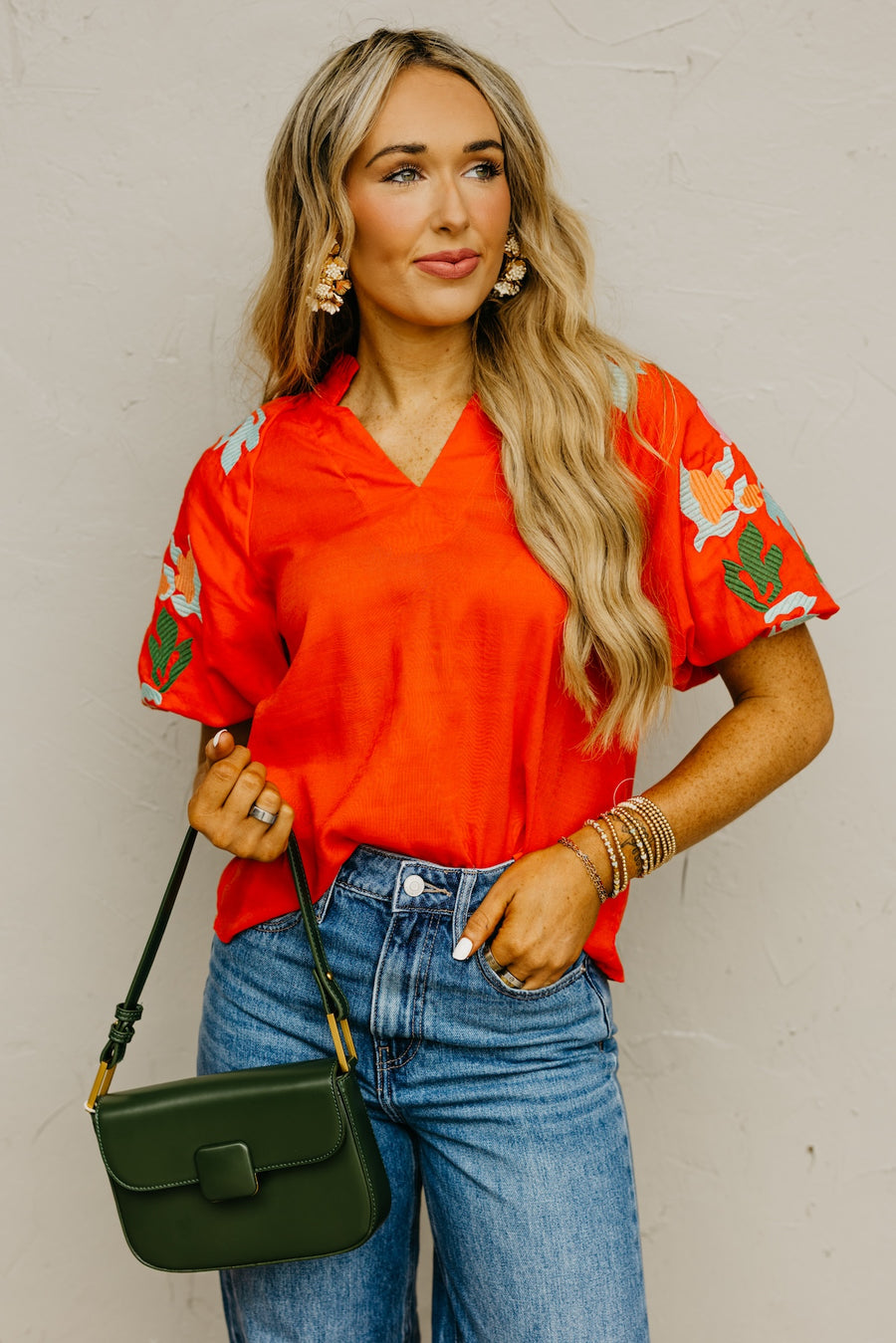 The Elian Embroidered Puff Sleeve Top