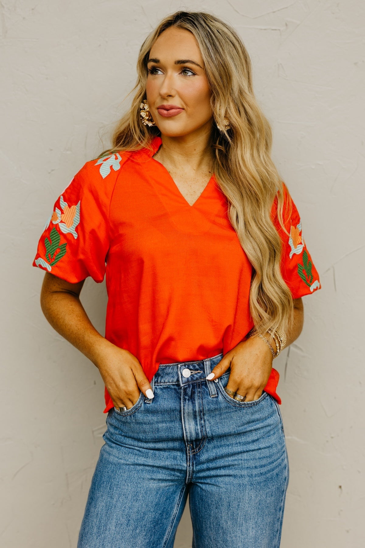 The Elian Embroidered Puff Sleeve Top
