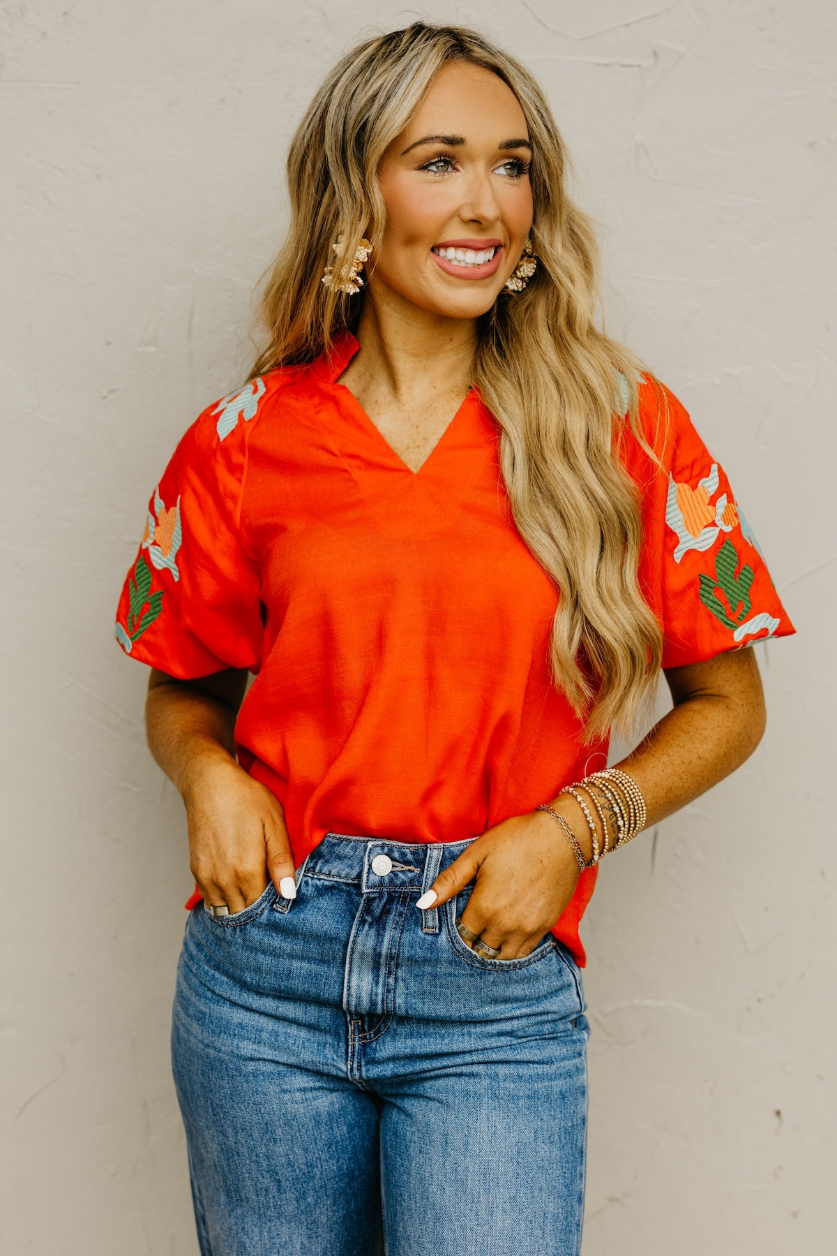 The Elian Embroidered Puff Sleeve Top