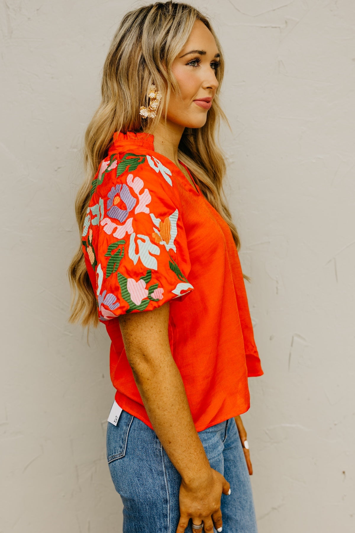 The Elian Embroidered Puff Sleeve Top