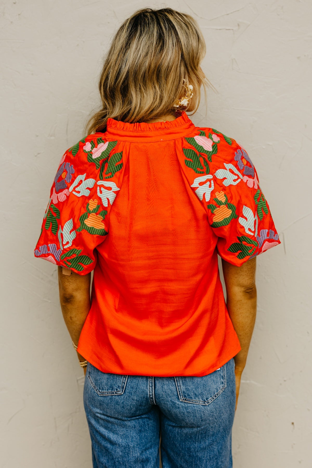 The Elian Embroidered Puff Sleeve Top