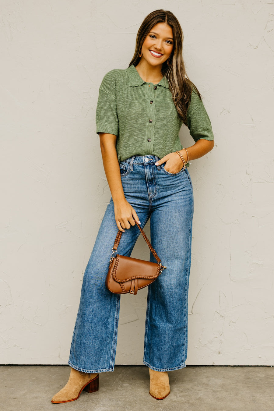 The Adley Button Down Sweater Top
