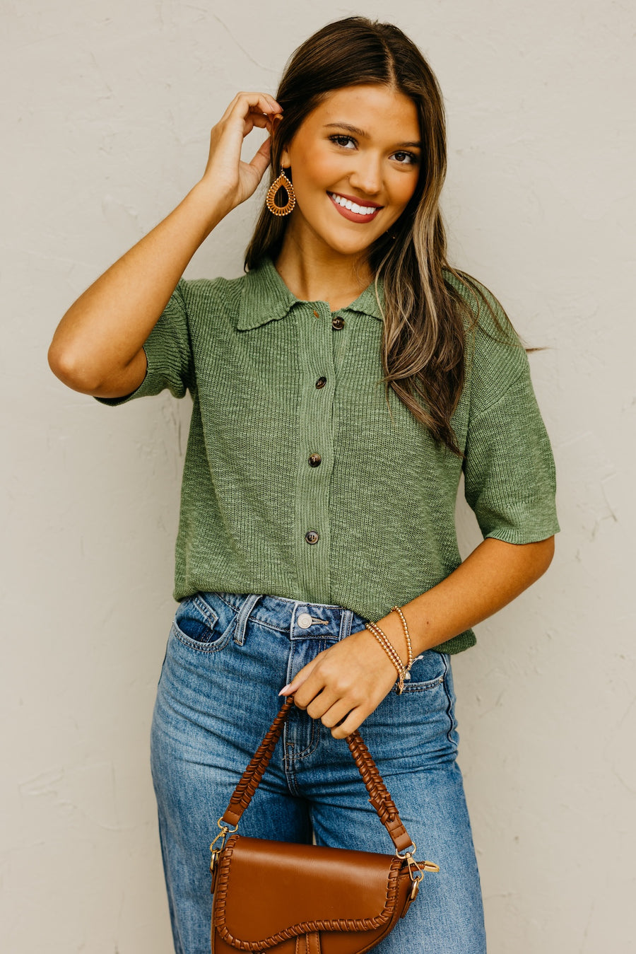 The Adley Button Down Sweater Top