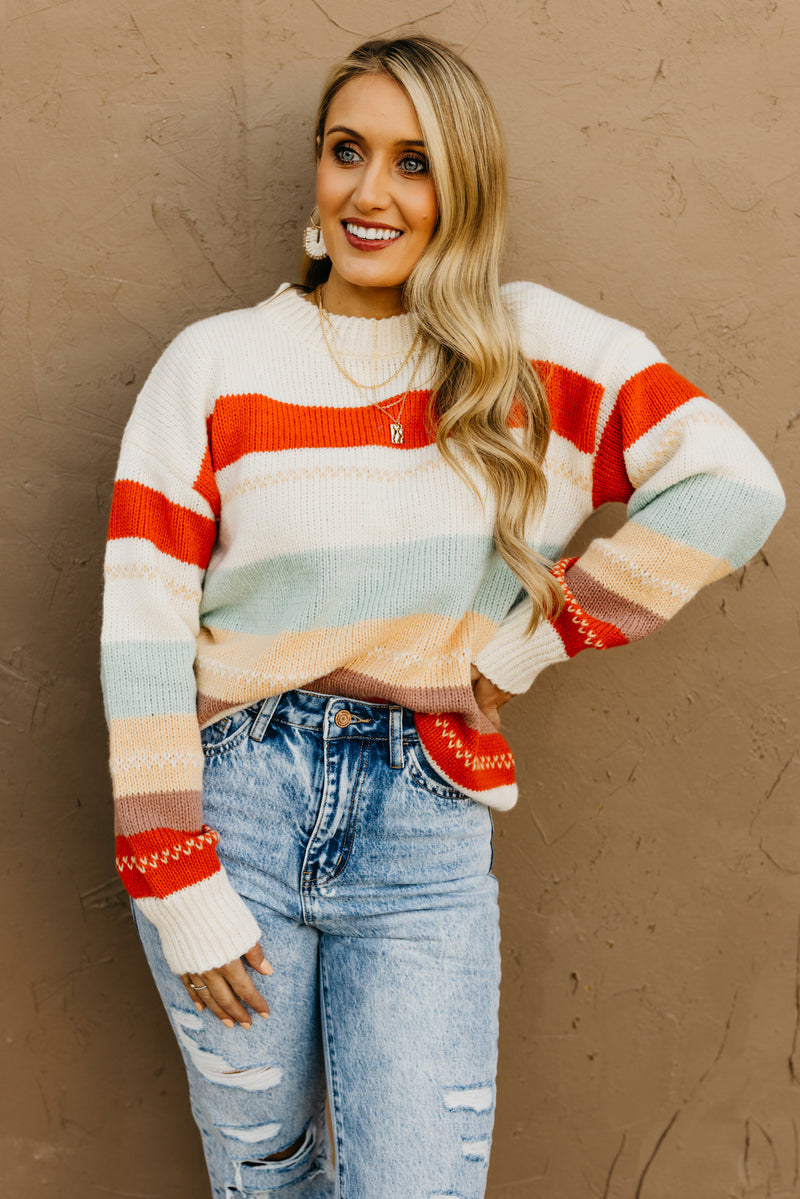 The Amari Striped Crew Neck Sweater