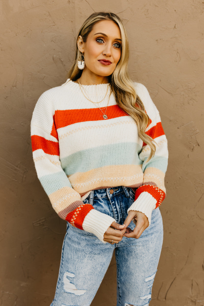 The Amari Striped Crew Neck Sweater