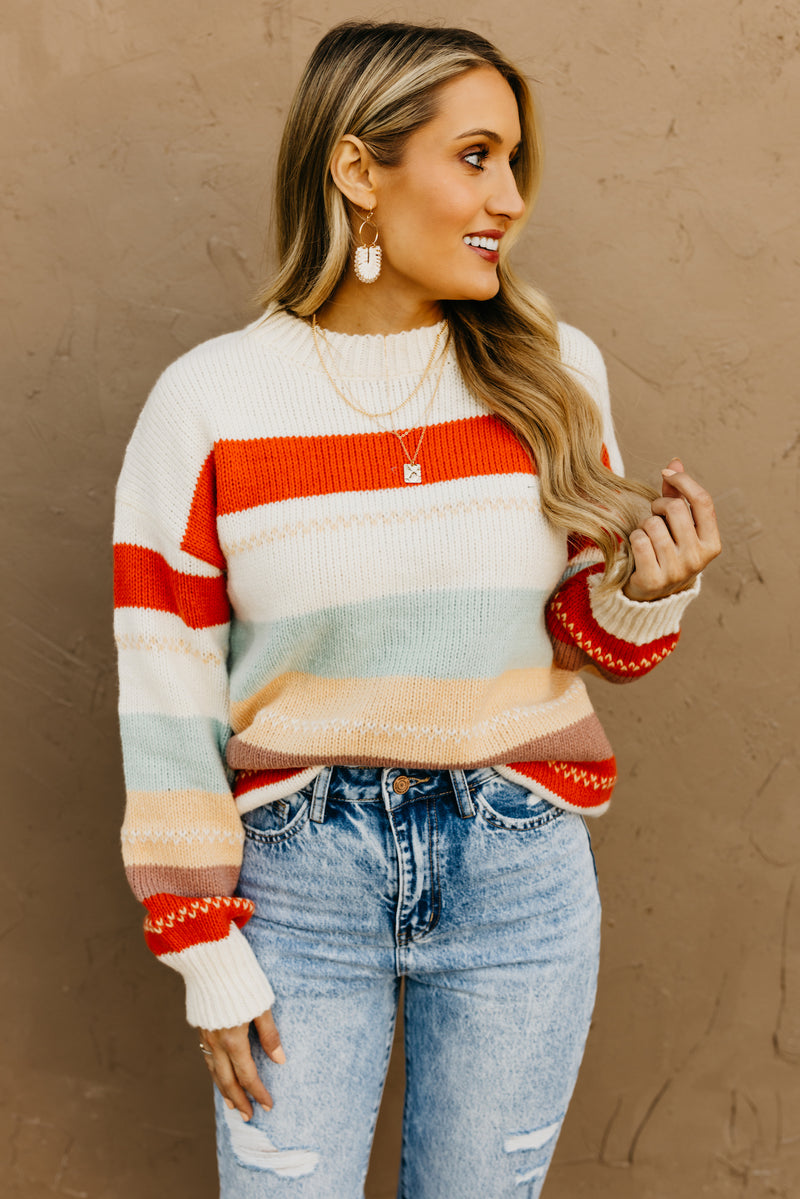 The Amari Striped Crew Neck Sweater
