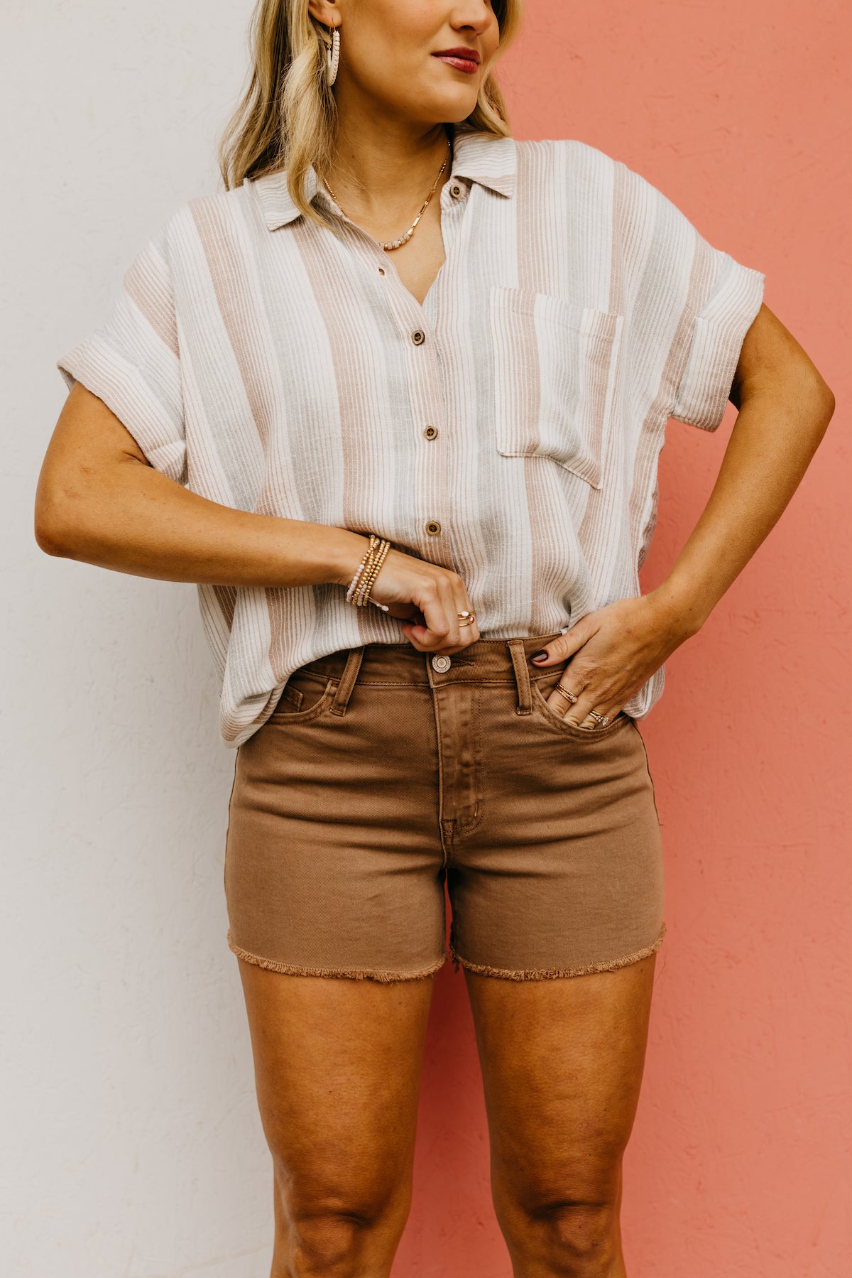 Vervet Denim | The Cortney Distressed Stretch Mom Shorts