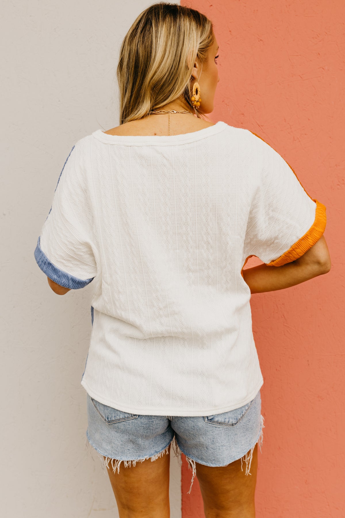 The Hank Color Block Cable Knit Tee