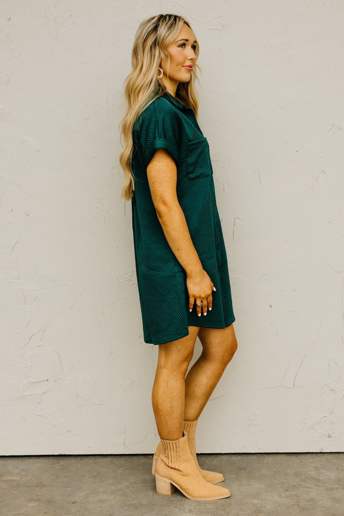 The Octavia Textured Mini Shirt Dress