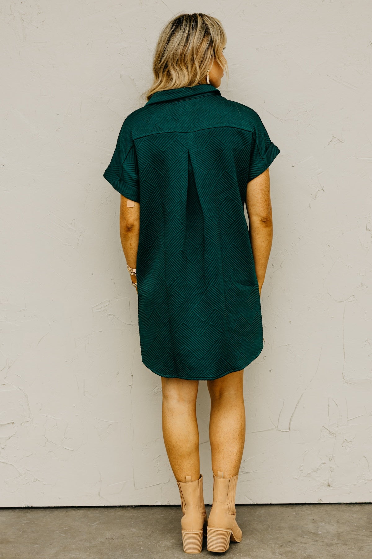 The Octavia Textured Mini Shirt Dress