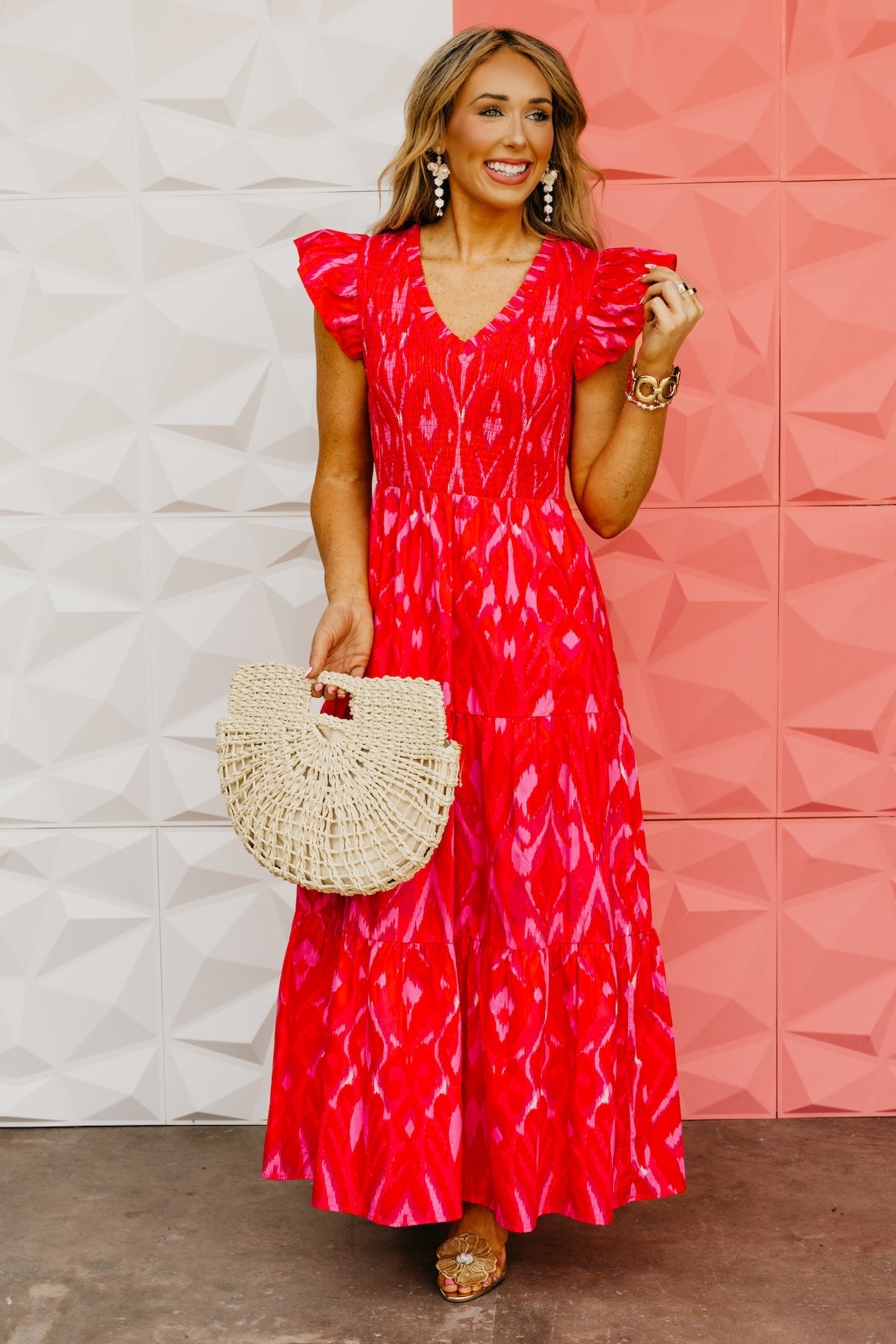 The Blevin Smocked Tiered Midi Dress