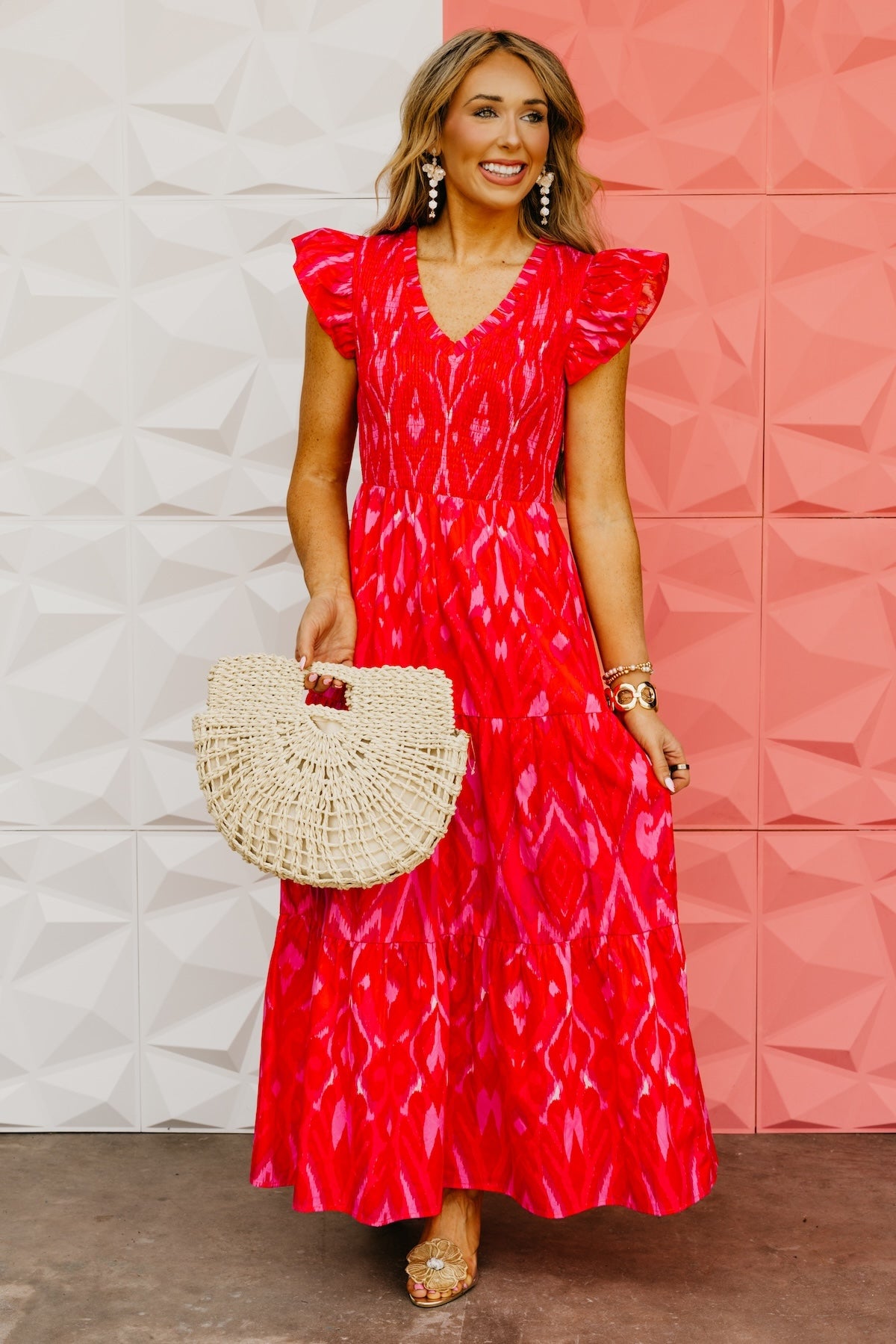The Blevin Smocked Tiered Midi Dress