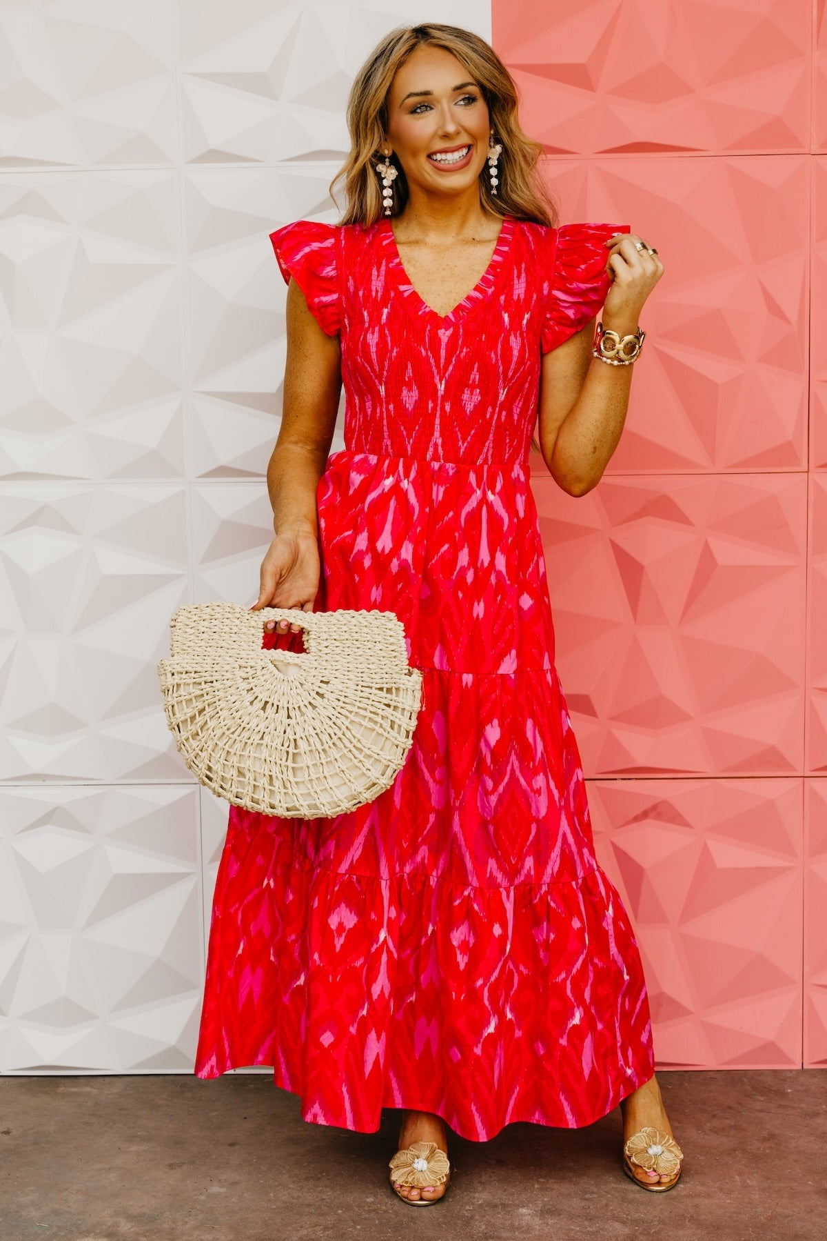 The Blevin Smocked Tiered Midi Dress