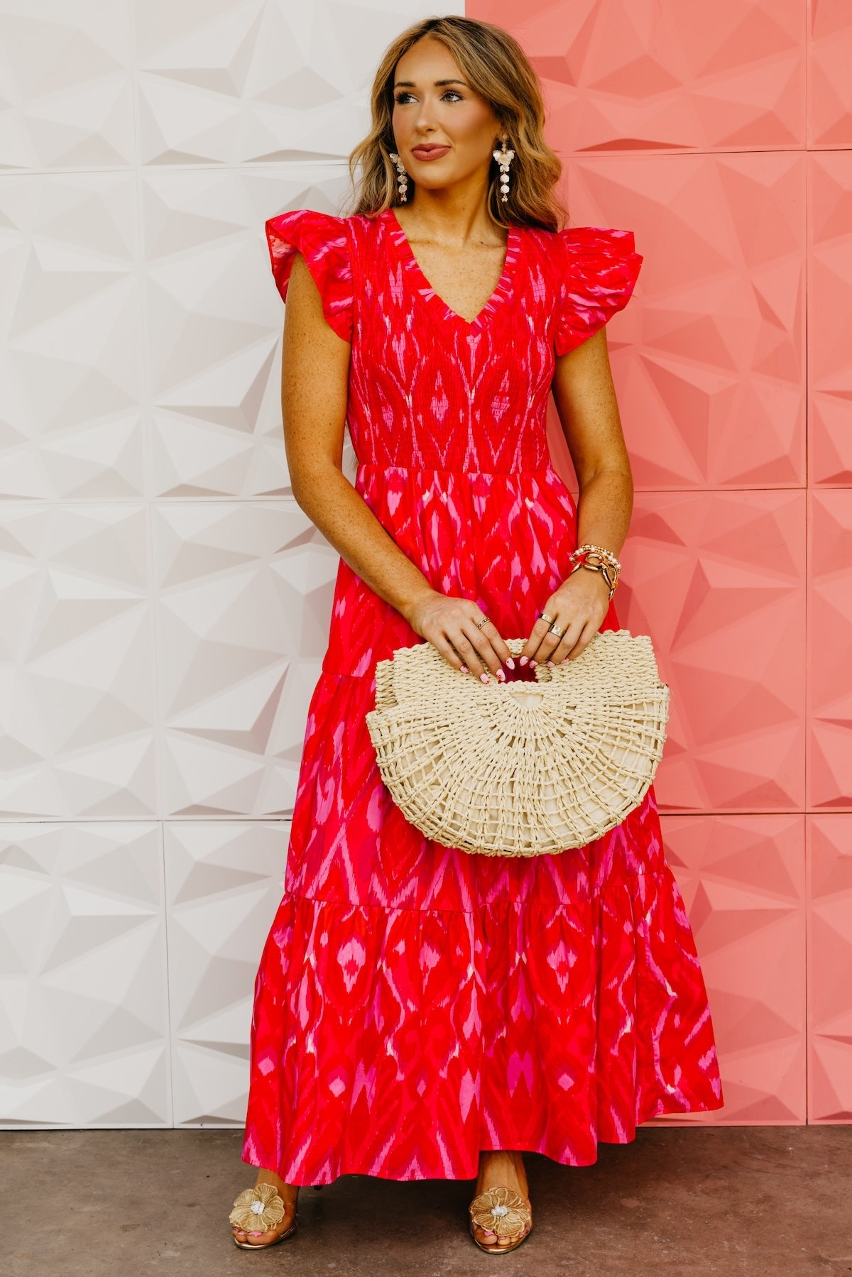 The Blevin Smocked Tiered Midi Dress