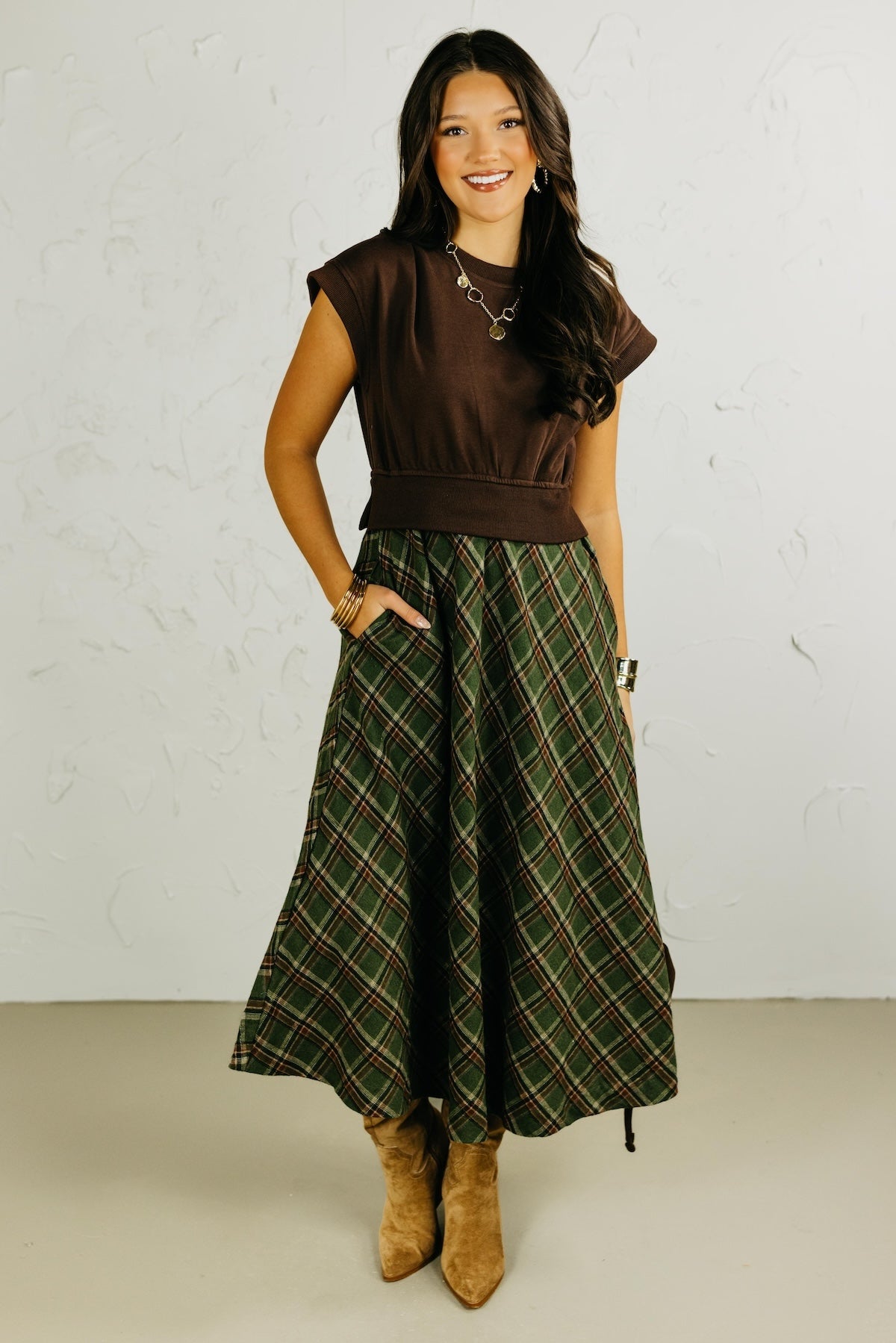 The Trishell Plaid Twofer Dress