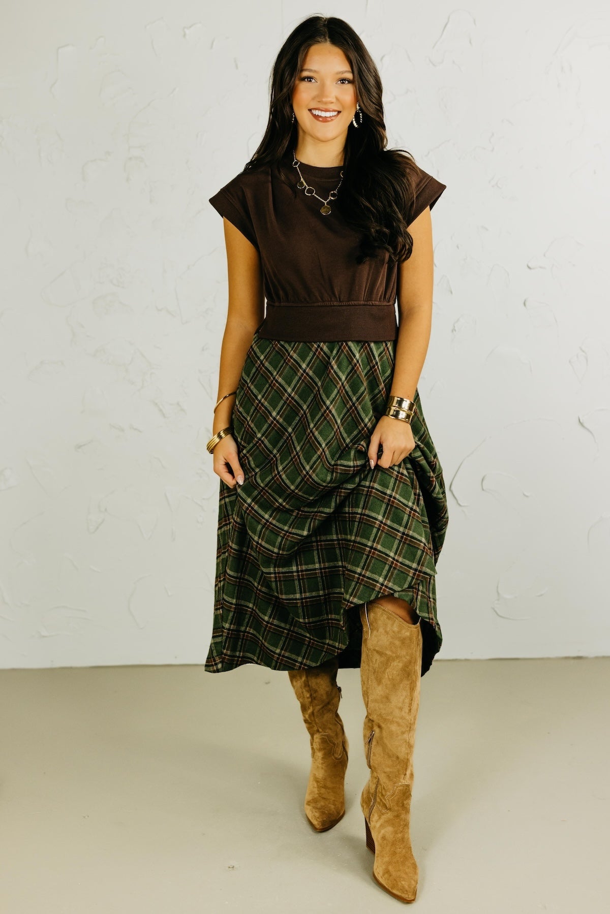 The Trishell Plaid Twofer Dress