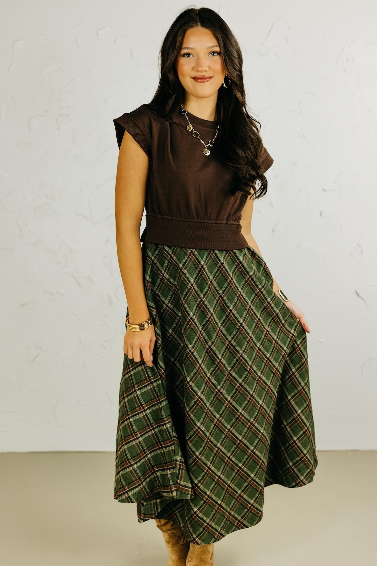 The Trishell Plaid Twofer Dress