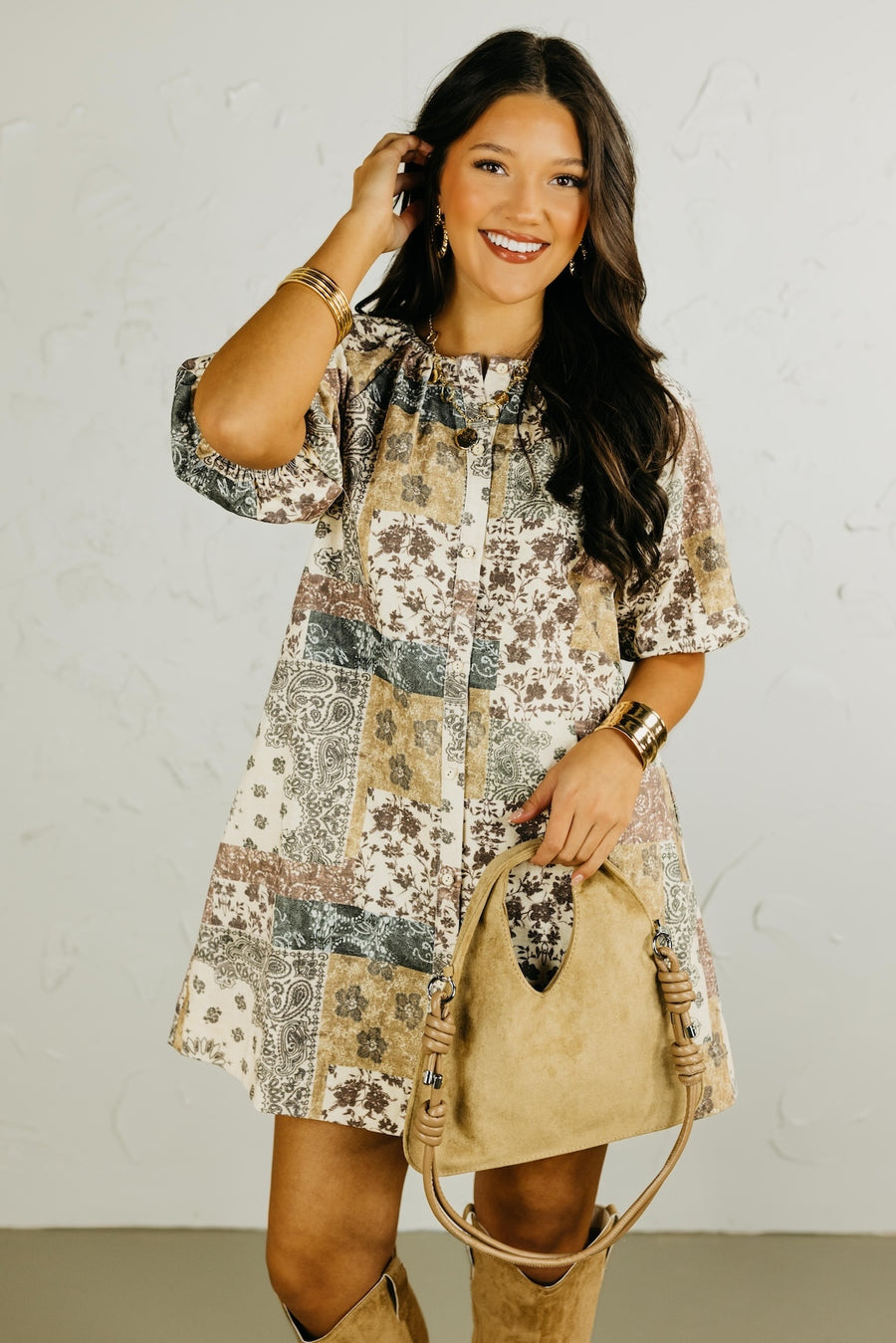 The Stella Boho Print Mini Dress