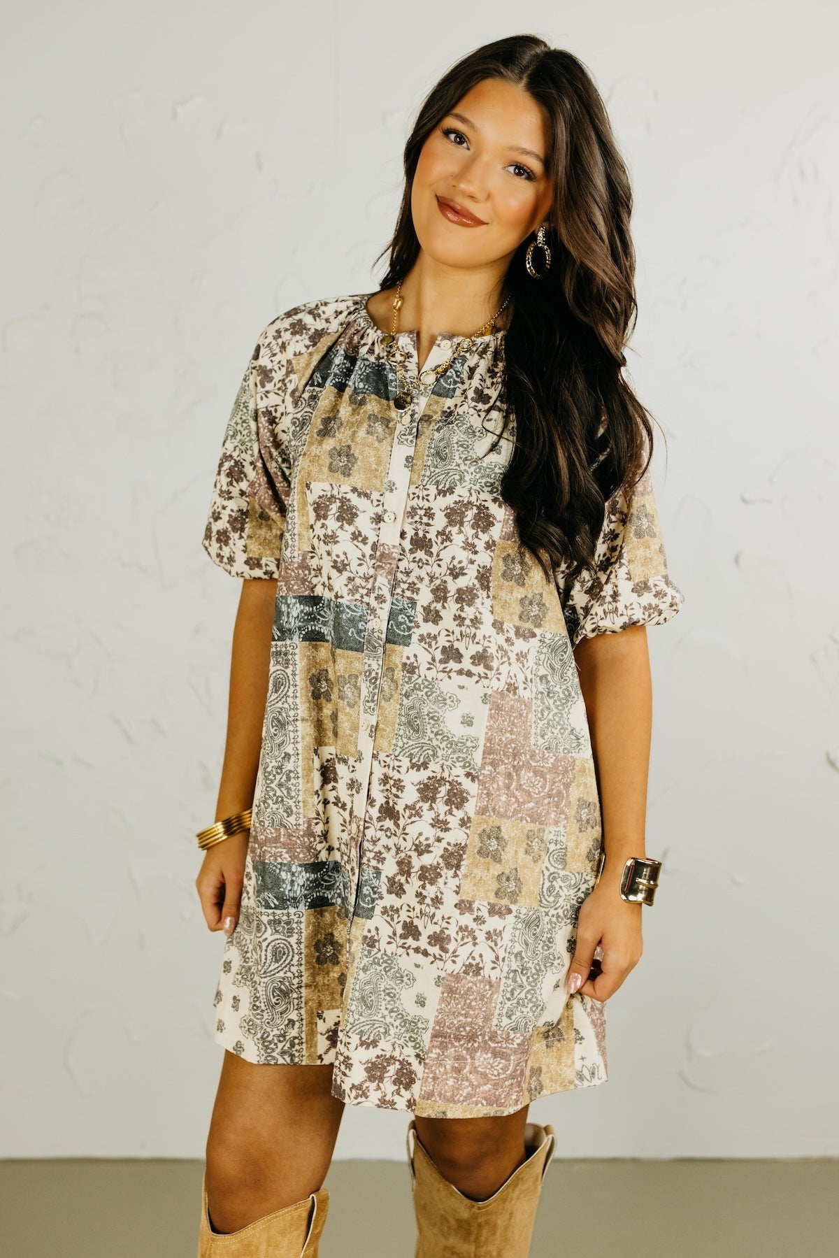 The Stella Boho Print Mini Dress