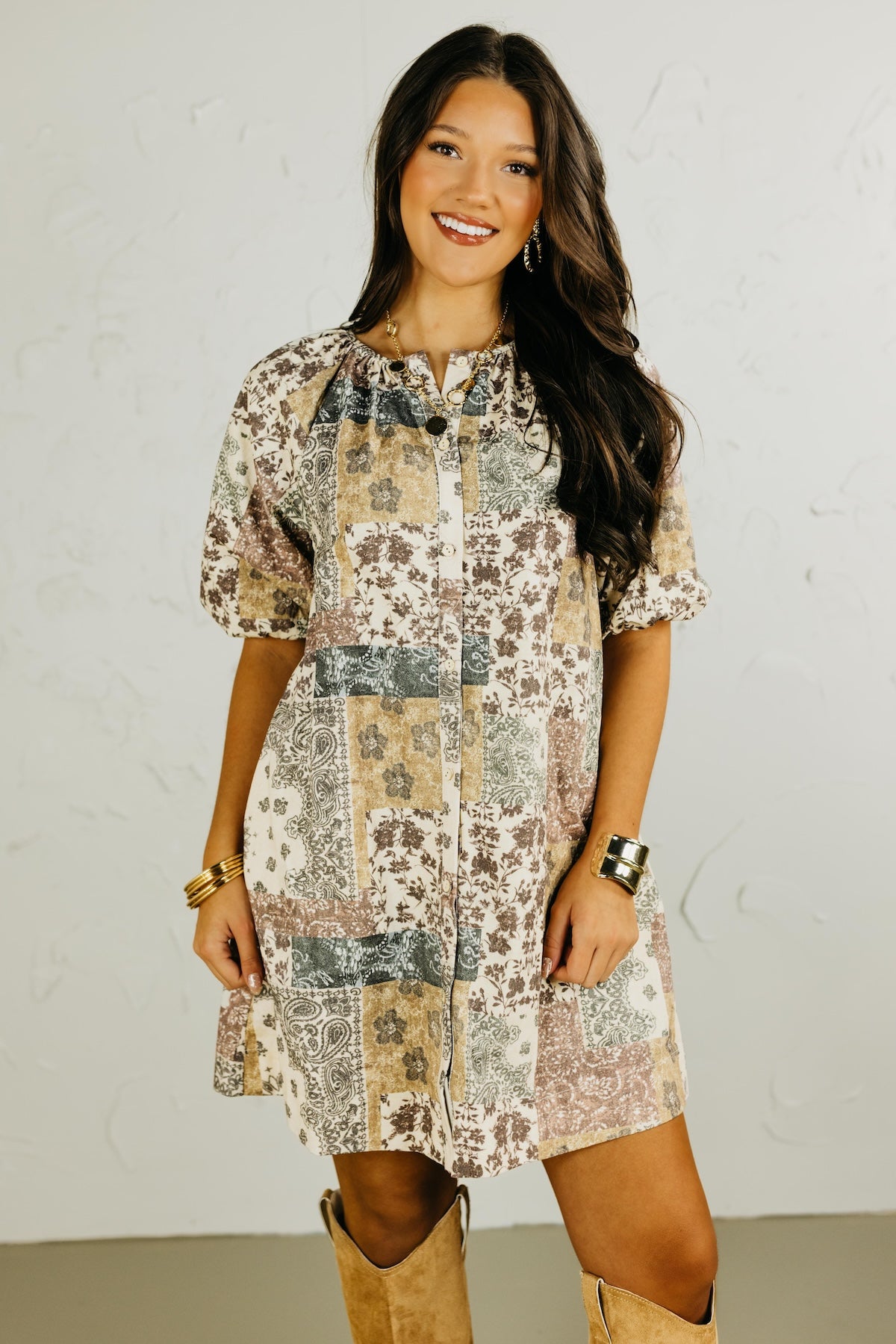 The Stella Boho Print Mini Dress