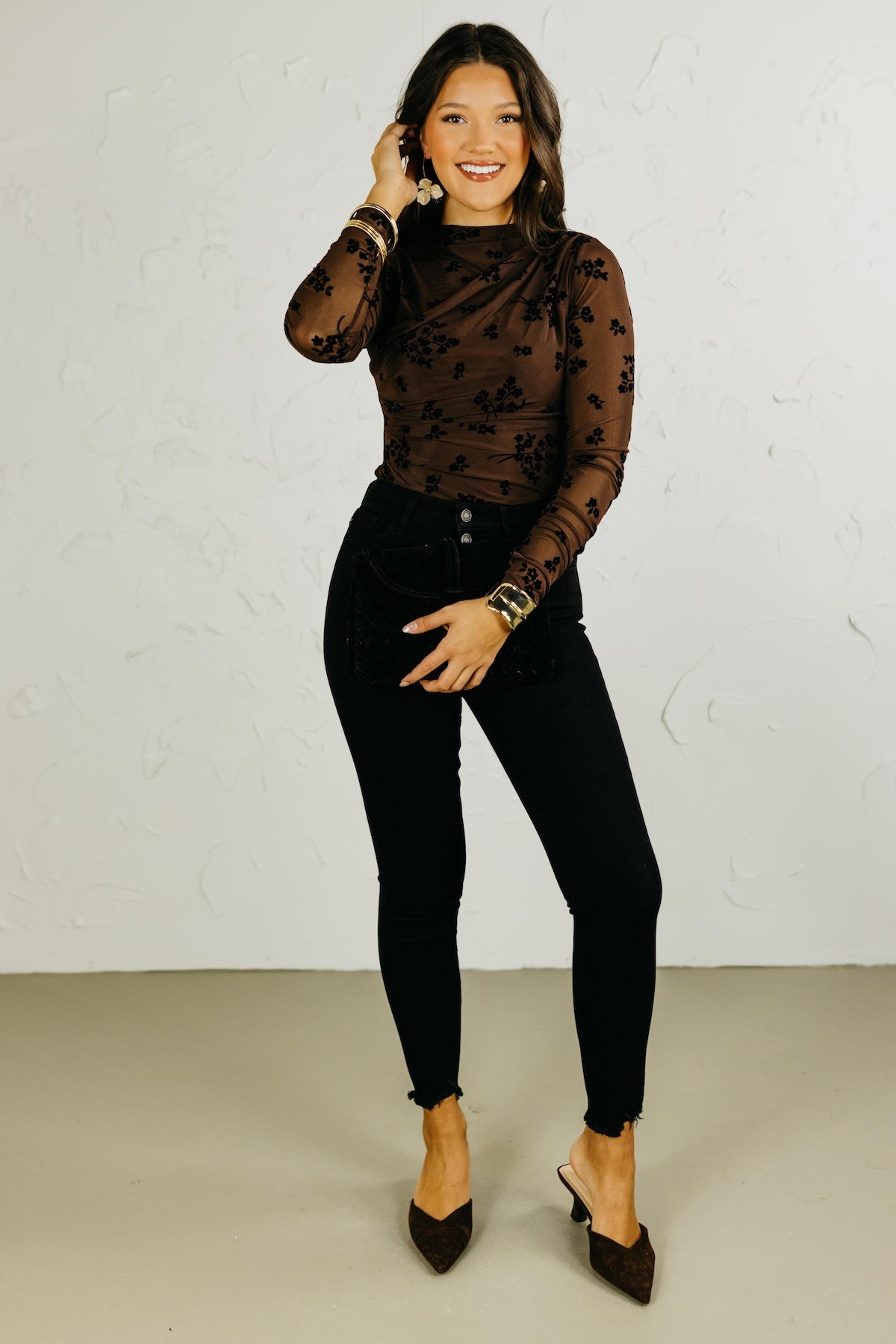 The Audrey Mesh Velvet Bodysuit | MOD Boutique