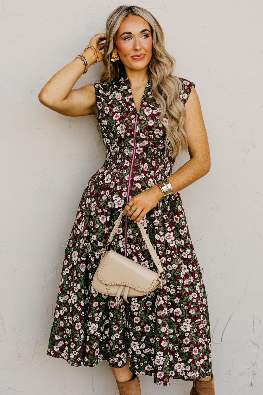 The Valery Zip-Front Floral Midi Dress