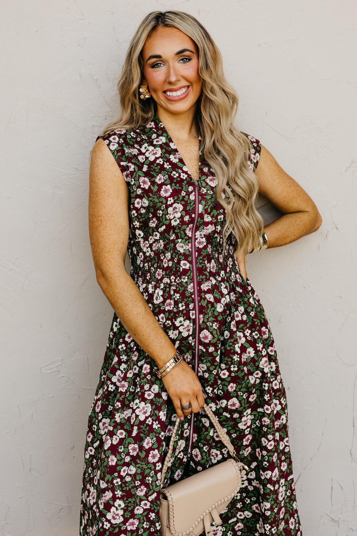 The Valery Zip-Front Floral Midi Dress
