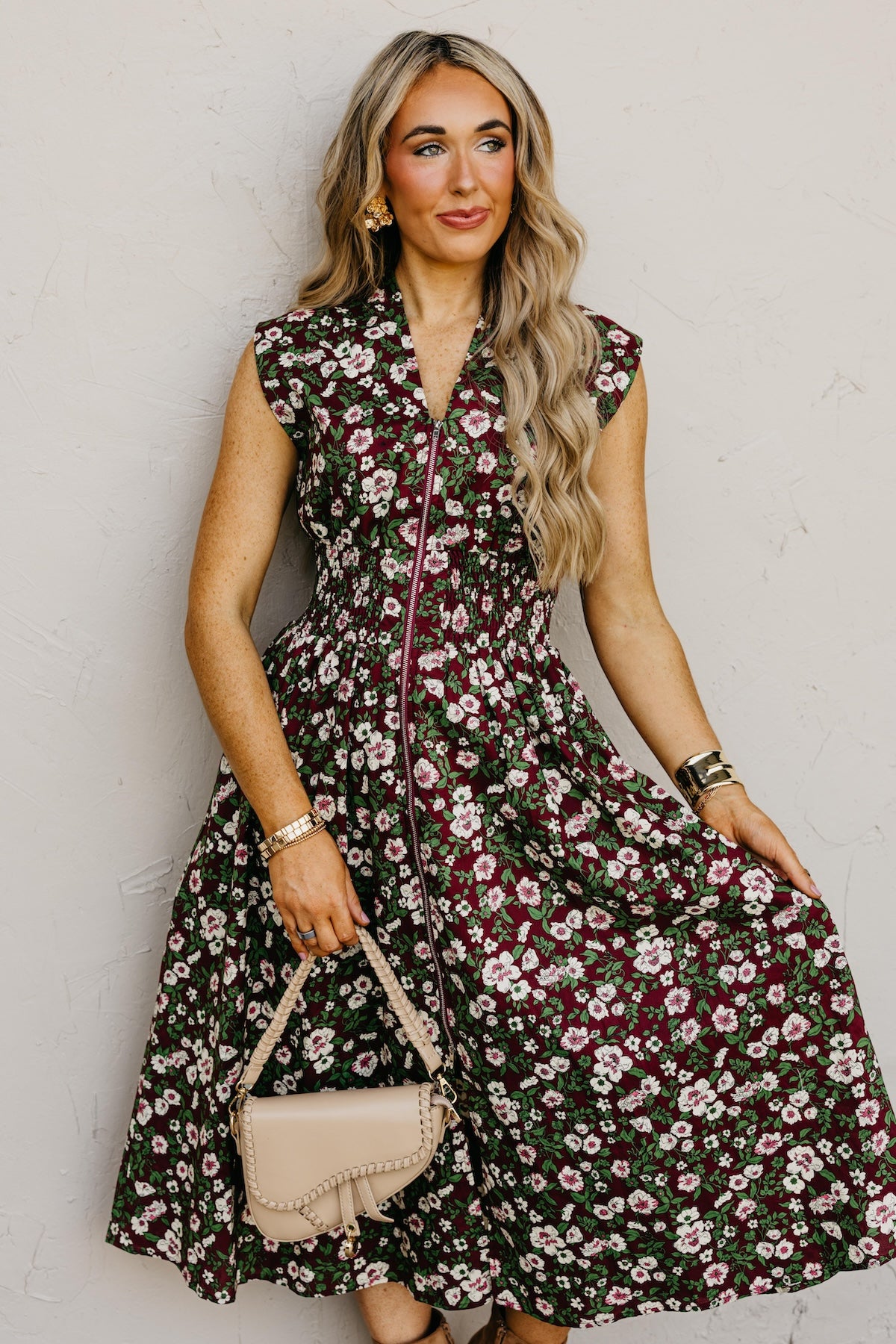 The Valery Zip-Front Floral Midi Dress