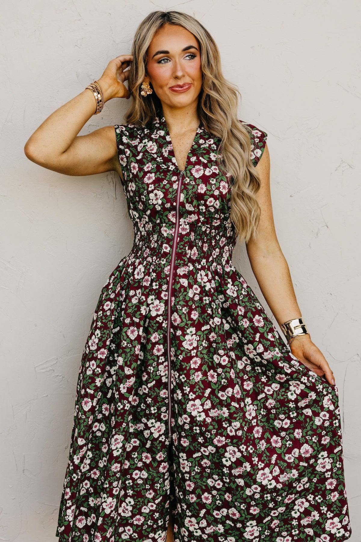 The Valery Zip-Front Floral Midi Dress