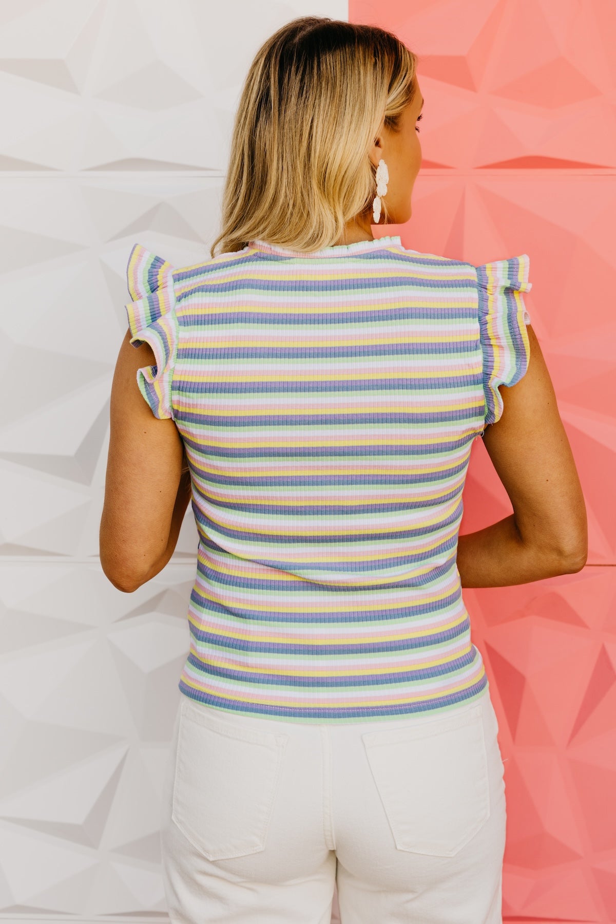 The Briella Flutter Sleeve Ribbed Top