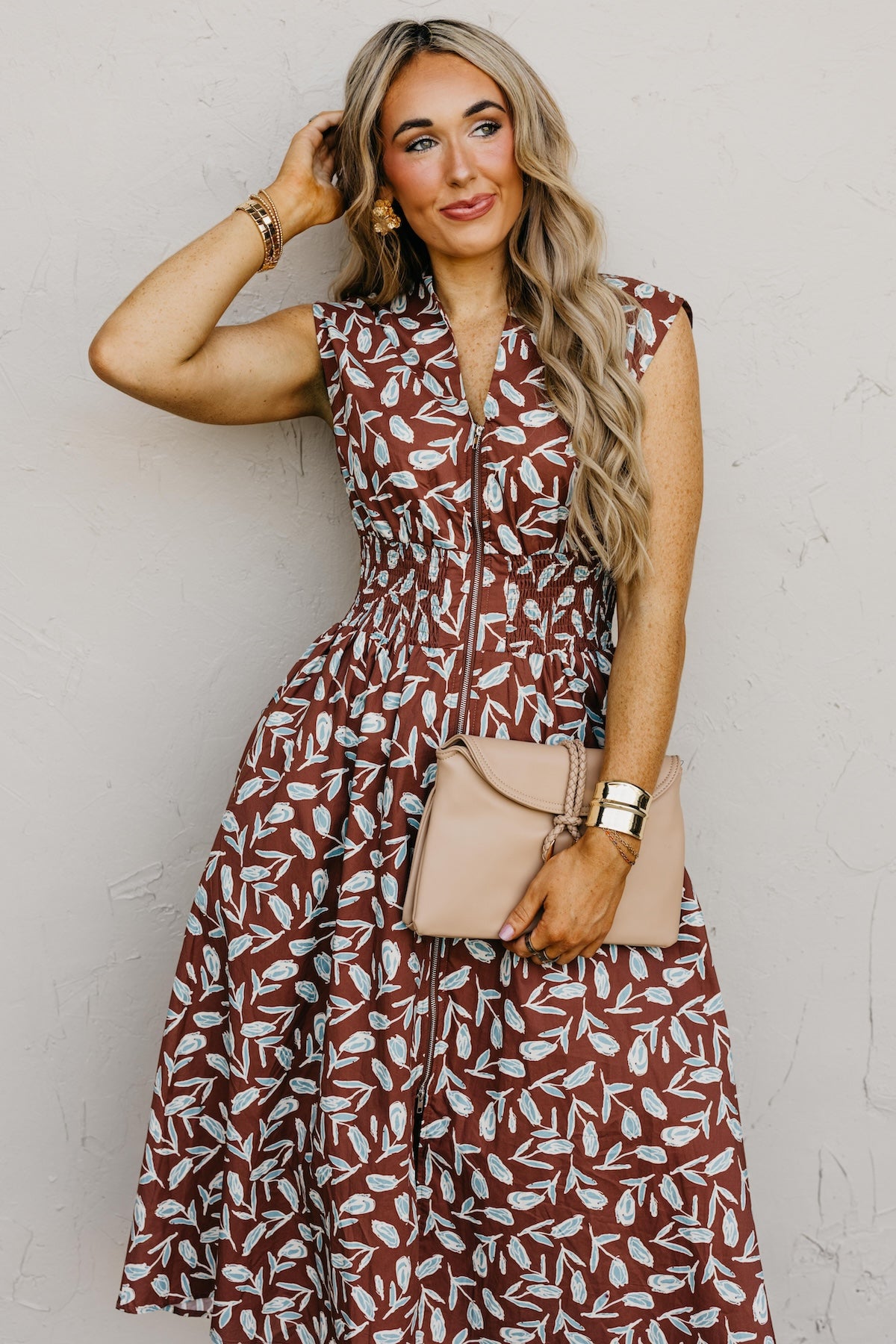 The Tayah Zip-Front Floral Midi Dress