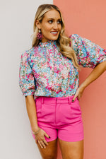 The Tori Swiss Dot Pleat Shoulder Blouse