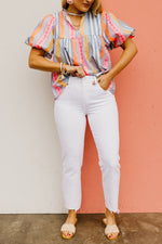 The Tori Swiss Dot Pleat Shoulder Blouse
