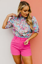 The Tori Swiss Dot Pleat Shoulder Blouse