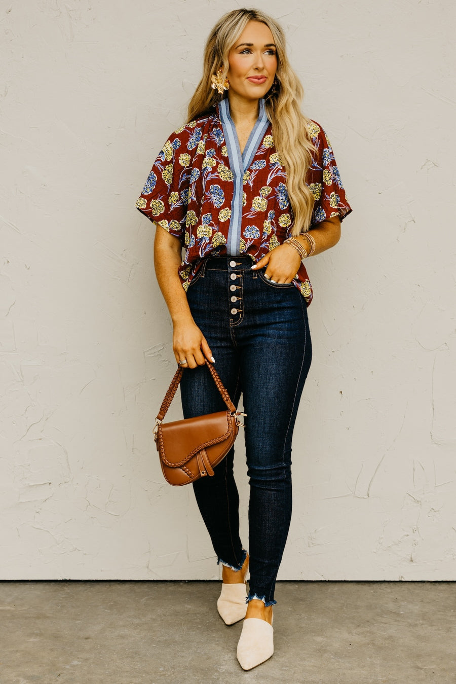 The Zain Floral Trim Top