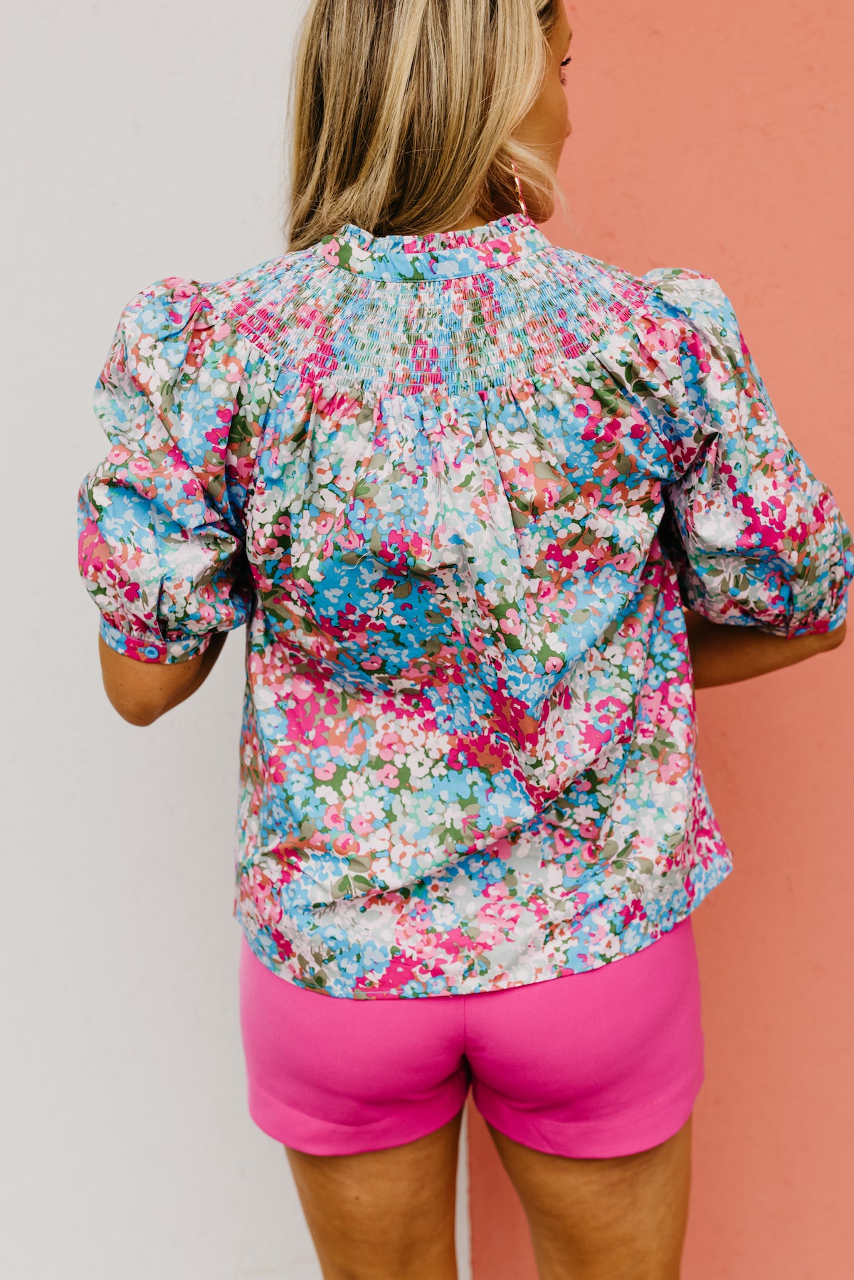 The Avery Floral Smocked Mock Neck Top