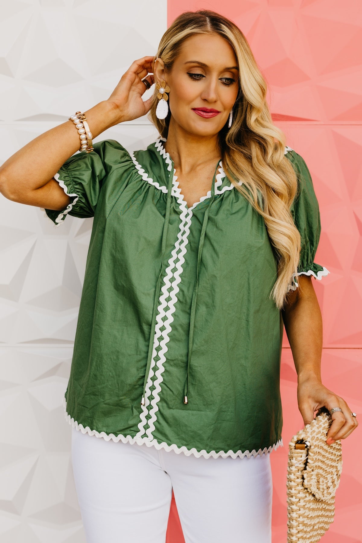 The Emilio Ric Rac Trim Blouse