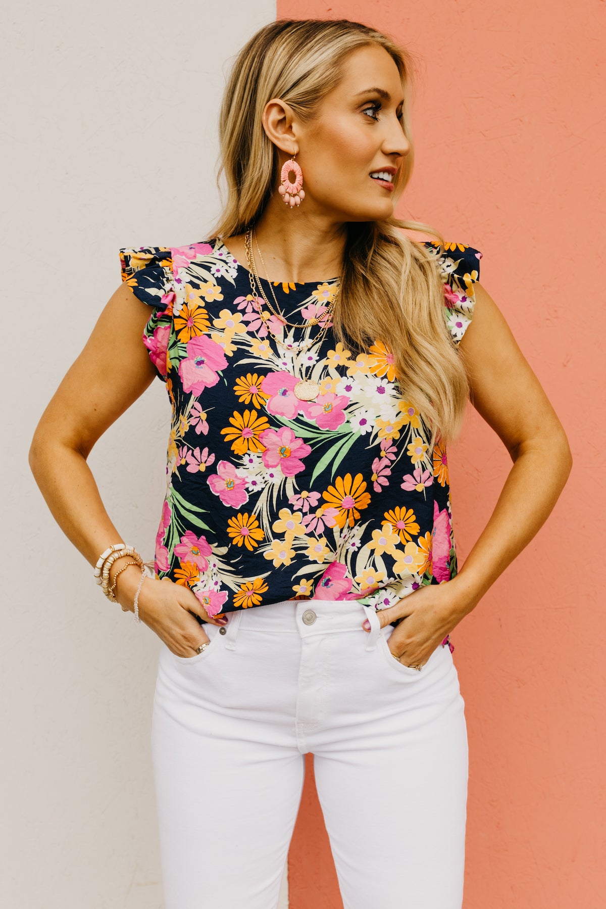 The Sariah Flutter Sleeve Floral Blouse