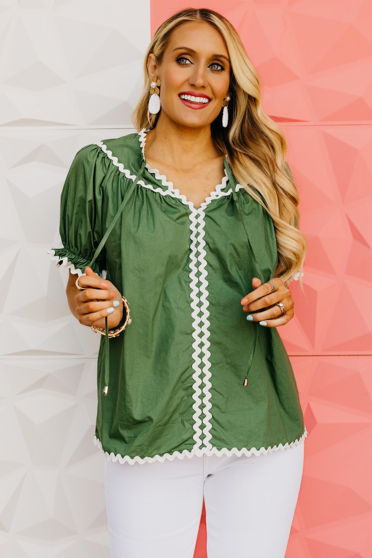 The Emilio Ric Rac Trim Blouse