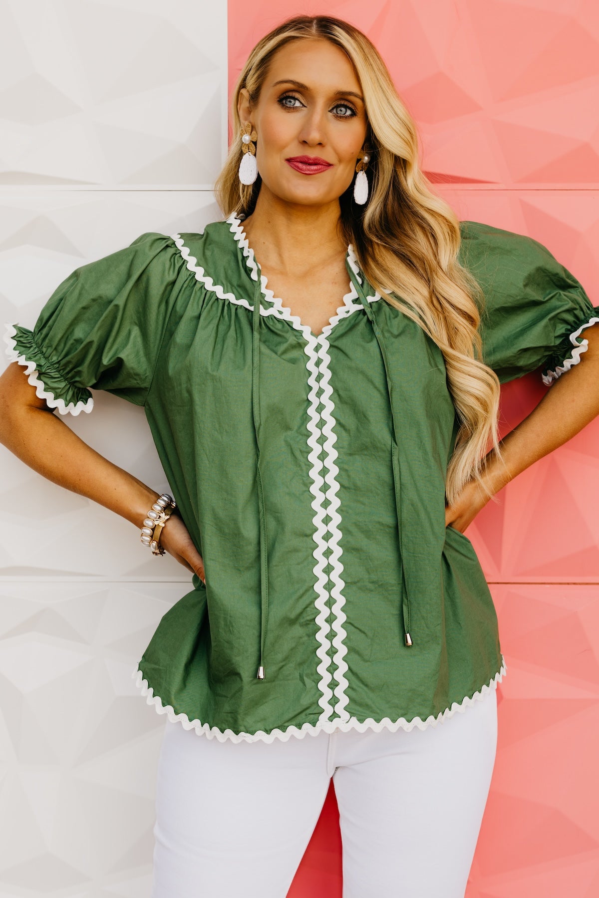 The Emilio Ric Rac Trim Blouse