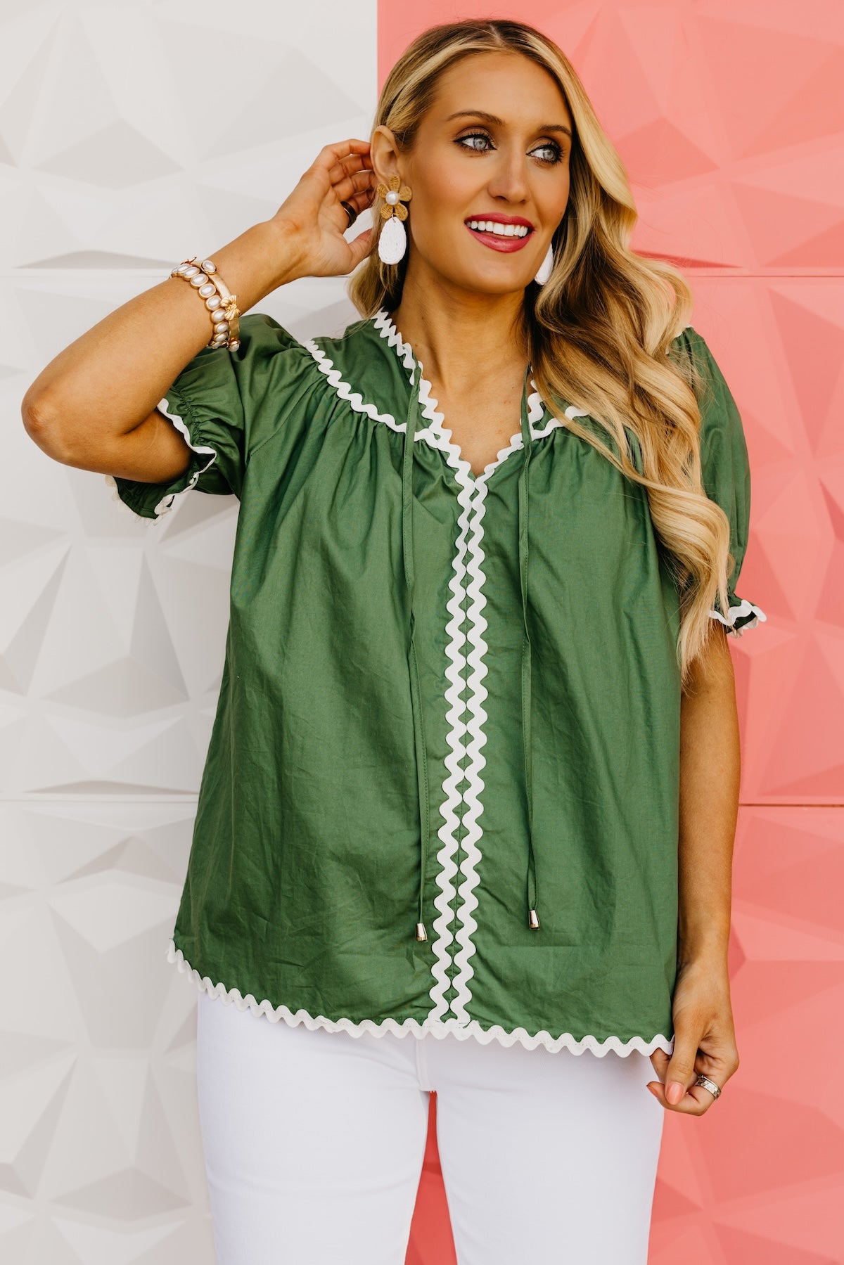 The Emilio Ric Rac Trim Blouse