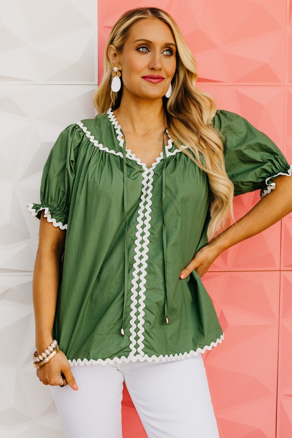 The Emilio Ric Rac Trim Blouse