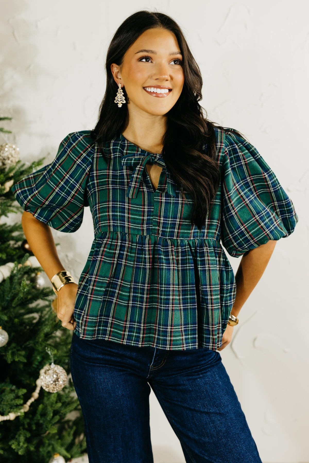 The Janice Plaid Babydoll Top