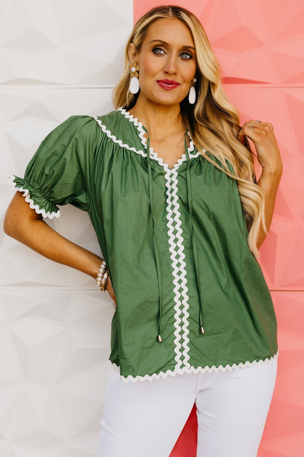 The Emilio Ric Rac Trim Blouse