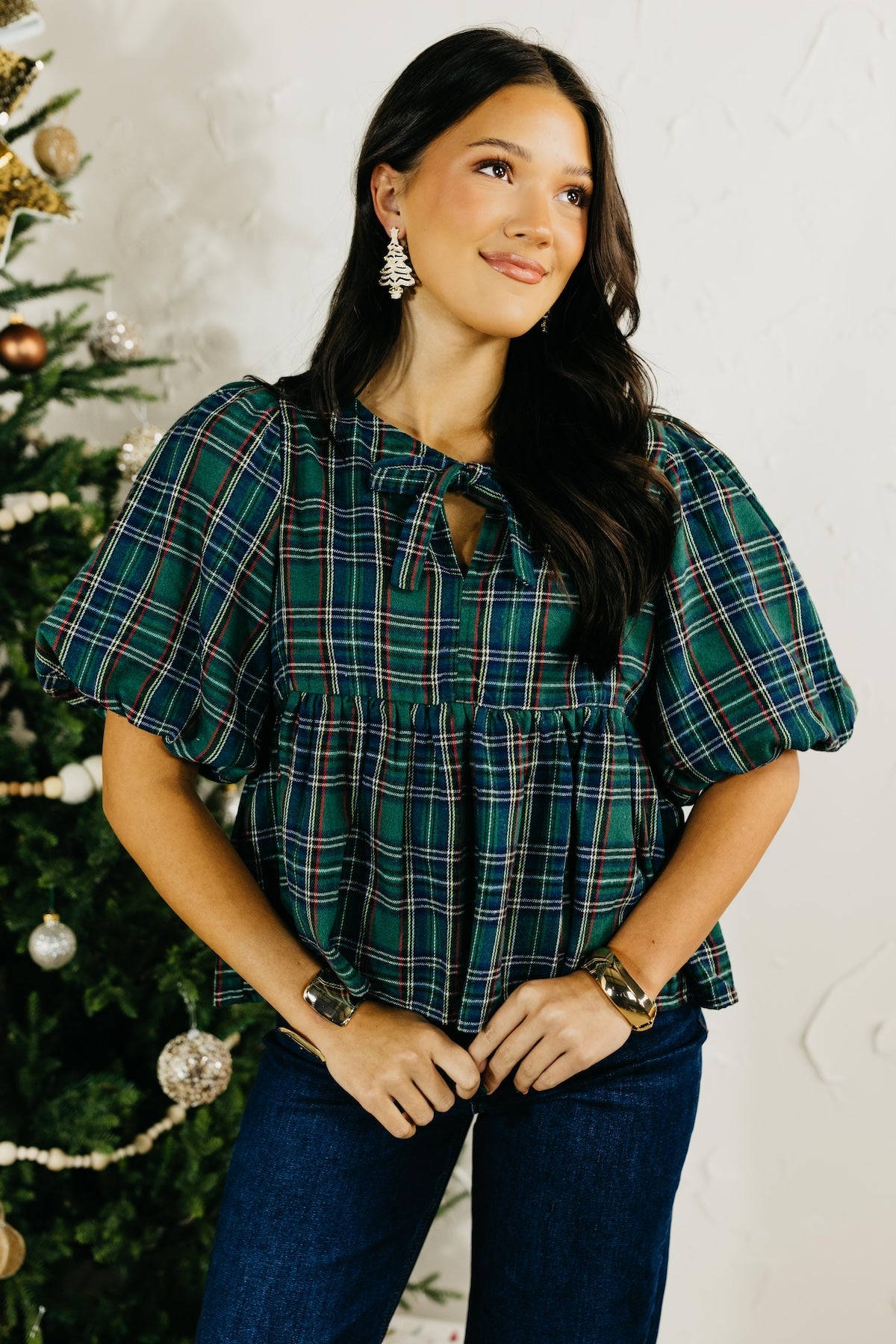 The Janice Plaid Babydoll Top