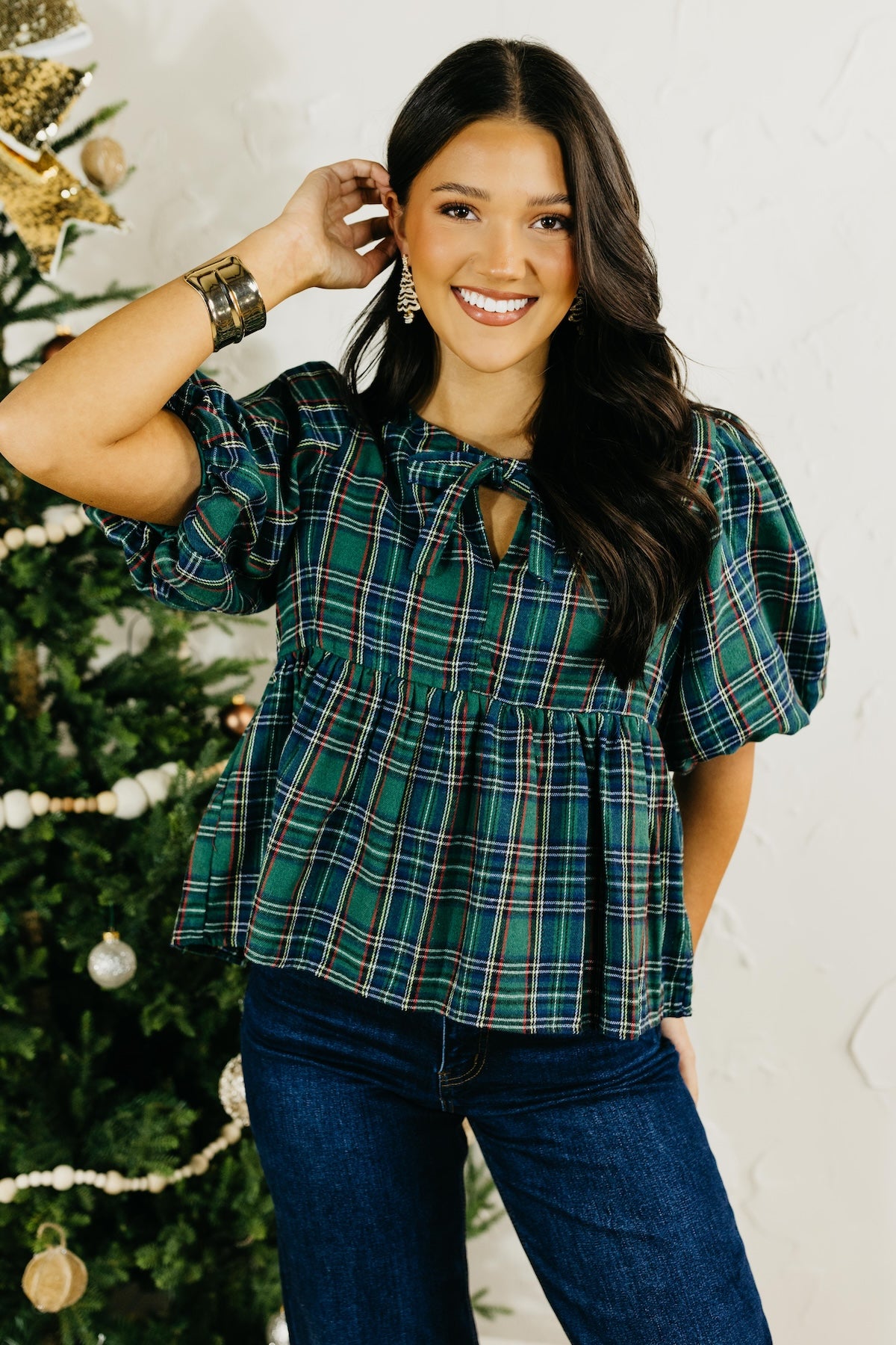 The Janice Plaid Babydoll Top