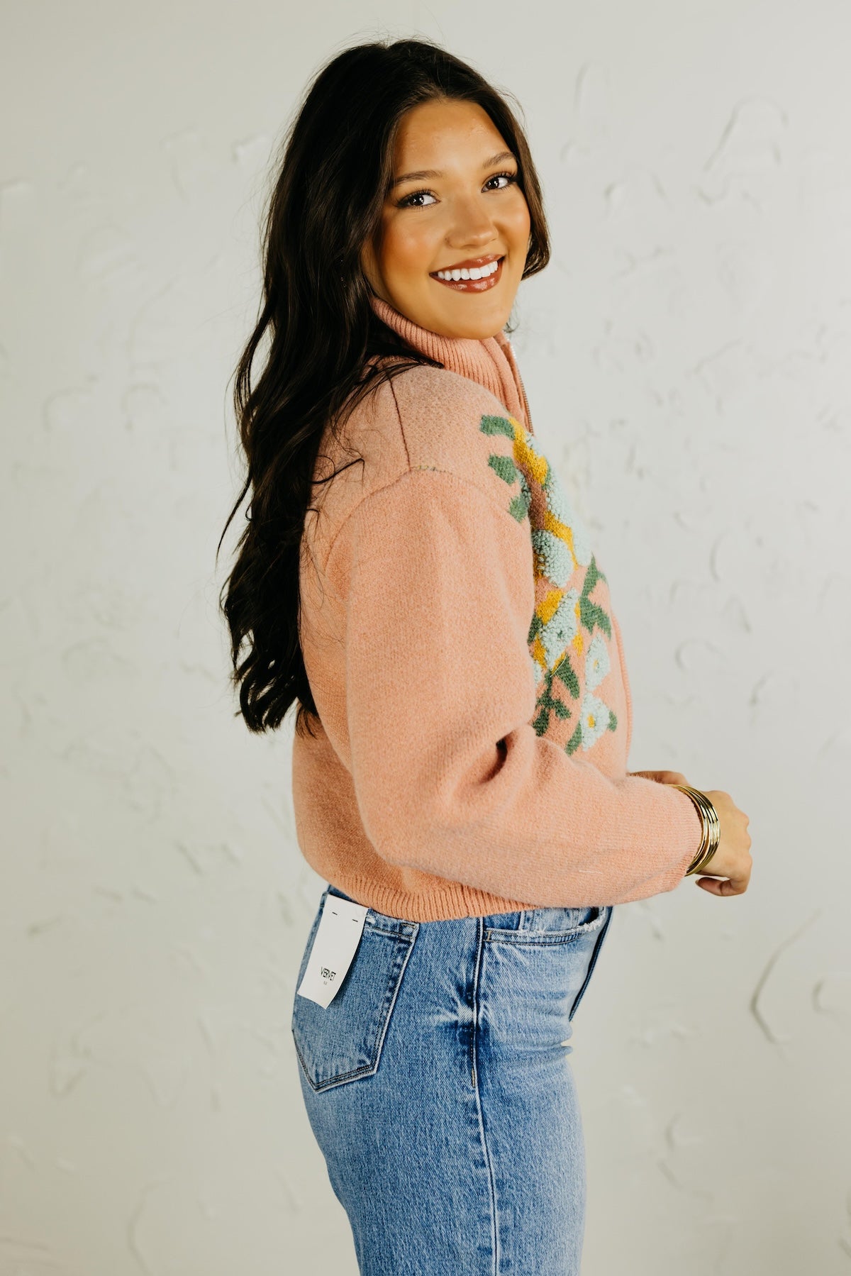 The Tori Floral Zip Up Sweater