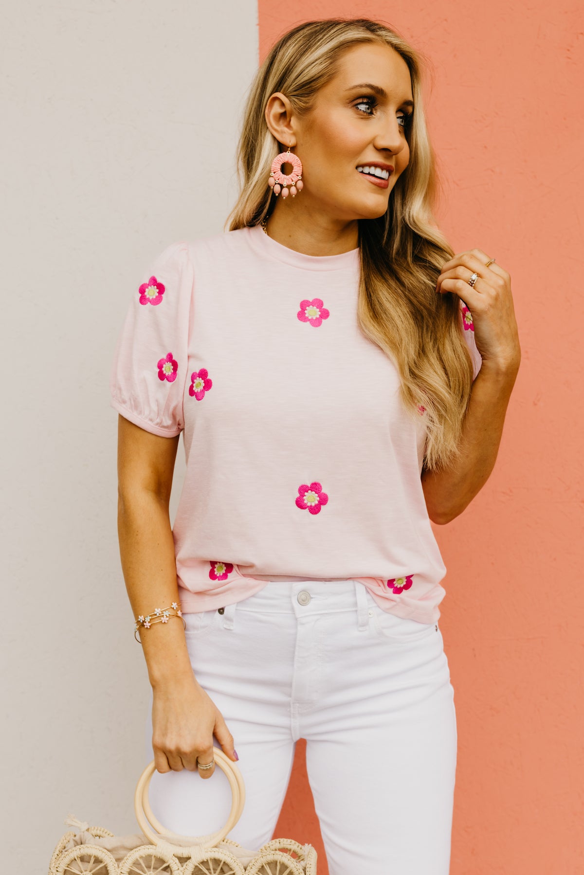 The Judy Embroidered Flower Tee