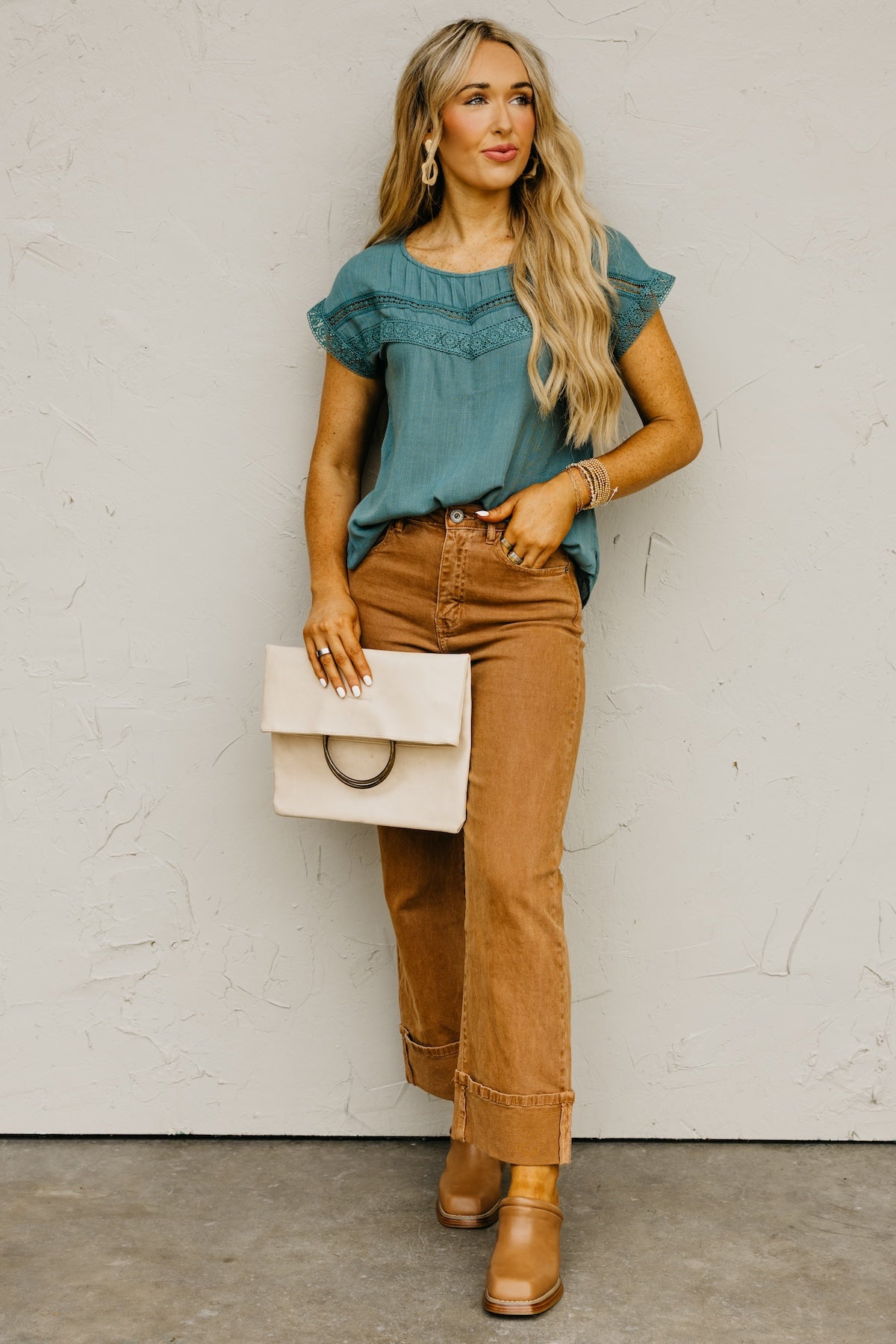 The Jaylah Lace Trim Pleat Yoke Top